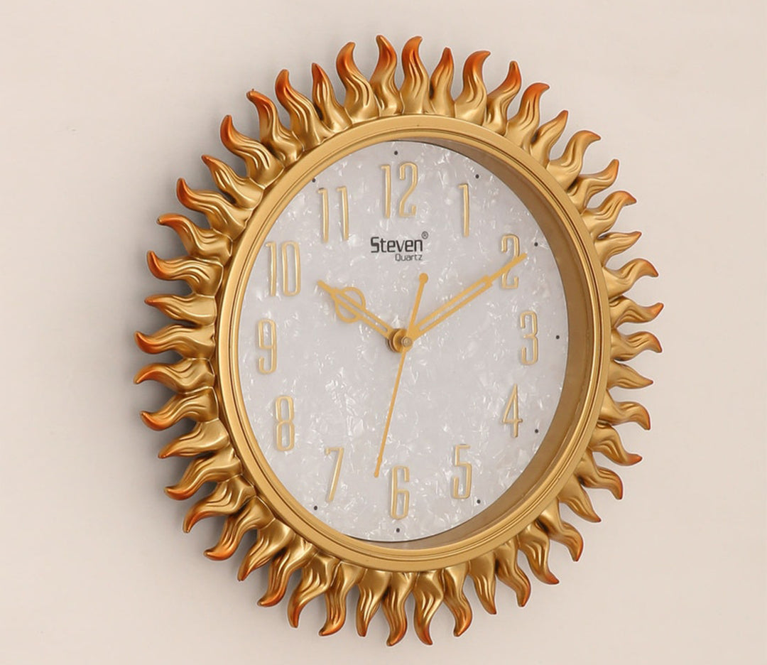 Medium Golden Sun Shaped Wall Clock