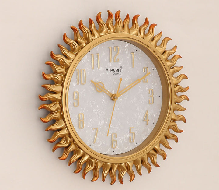 Medium Golden Sun Shaped Wall Clock