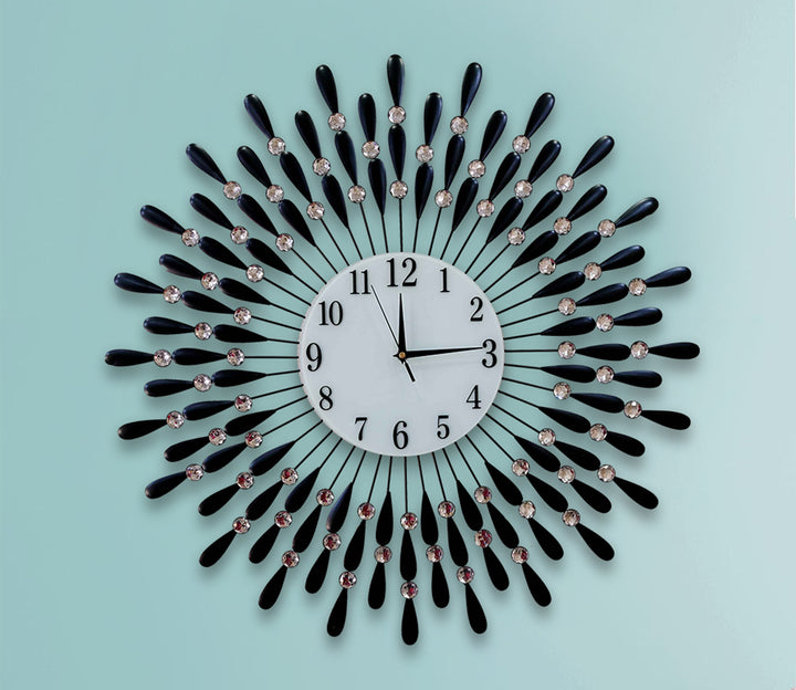 Striking 3D Royal Black Peacock Wall Clock