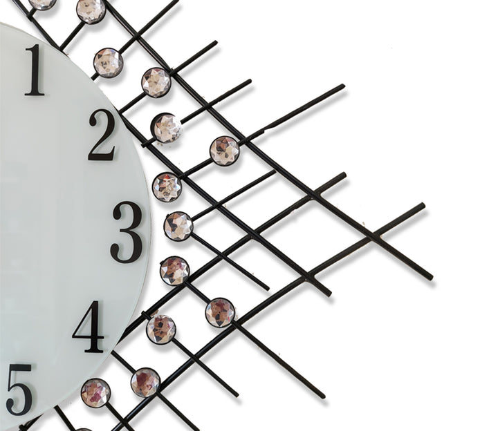 Diamond Studded Pendulum Metal Wall Clock