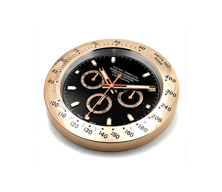 Luxury Rose Gold and Black Chronograph Wall Clock