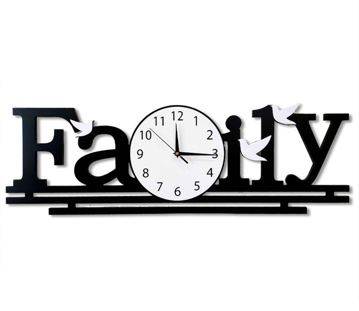 Black Wood Family Analog Wall Clock