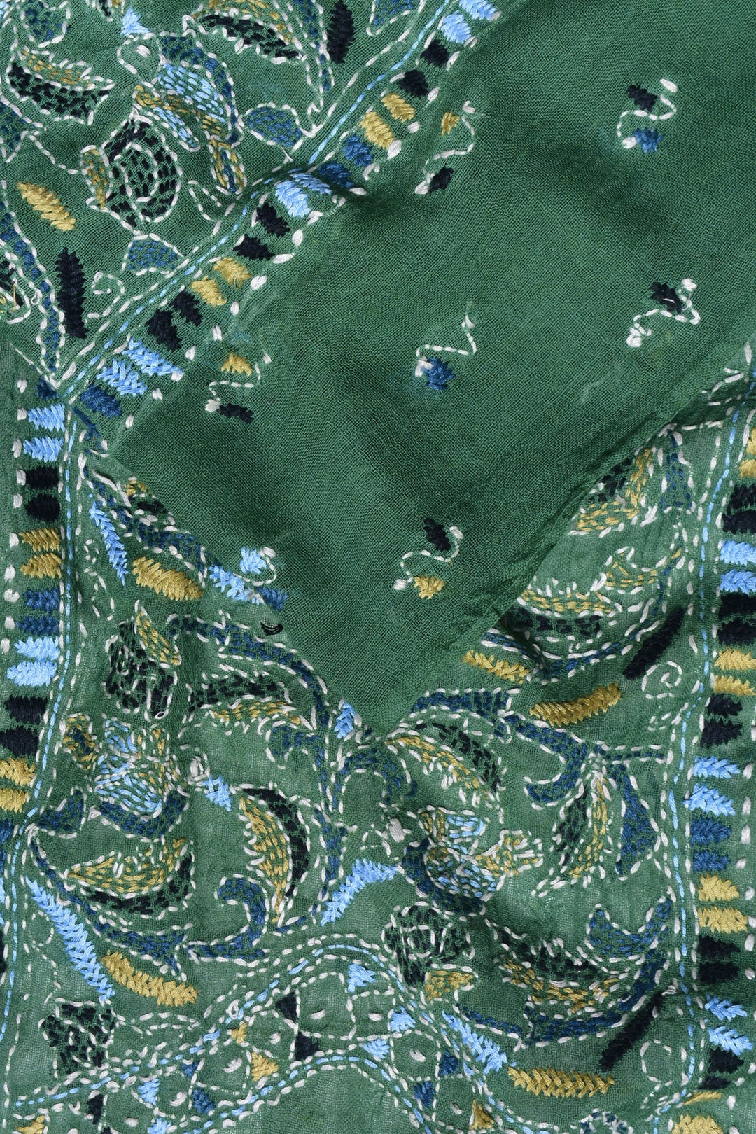 Sageus Cashmere Stole: Handwoven Sage Green Scarf with Embroidery | Sageus Handwoven Soft Cashmere Stole - Green