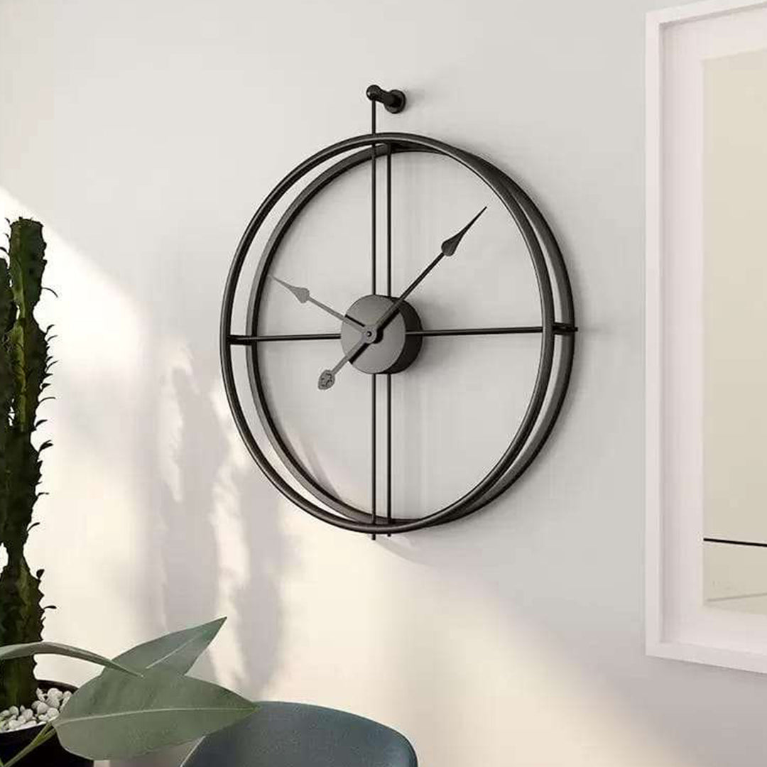 Large Black Metal Wall Clock