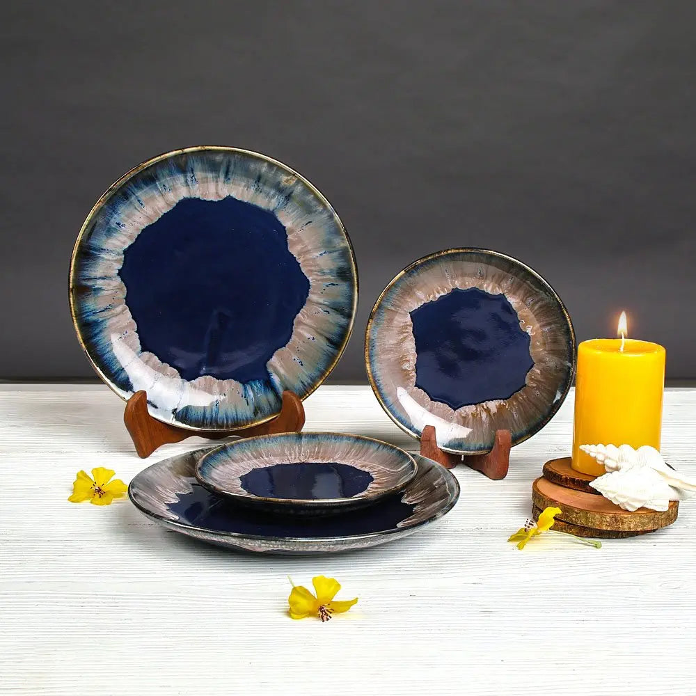 Ceramic Dinner Plate Set | Handmade Ceramic Dinner Plate Set of 4 Pcs