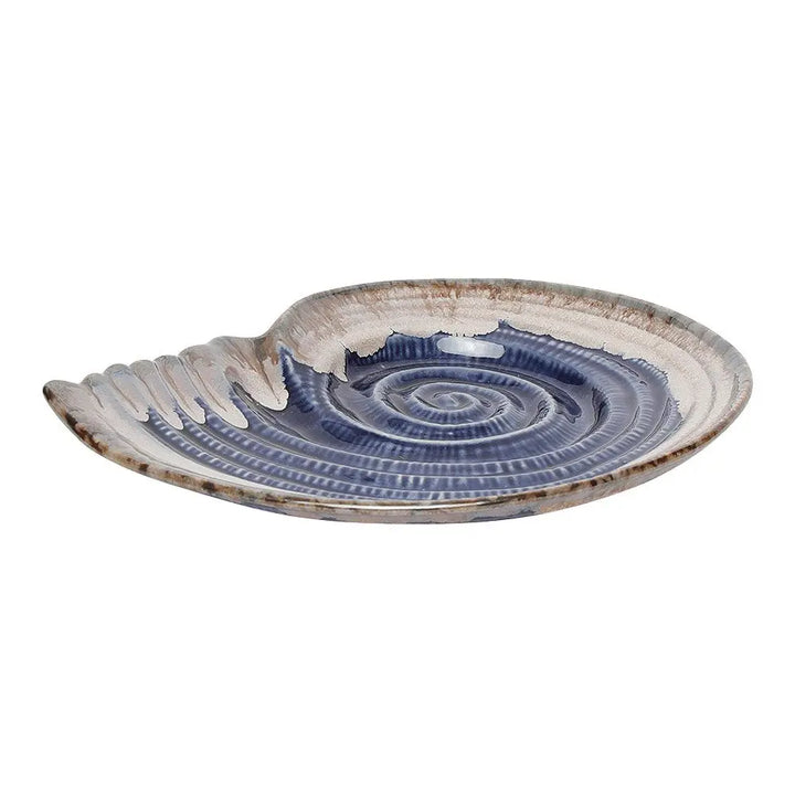 Shell Ceramic Platter | Artistic Ceramic Serving Shell Platter - Midnight Blue