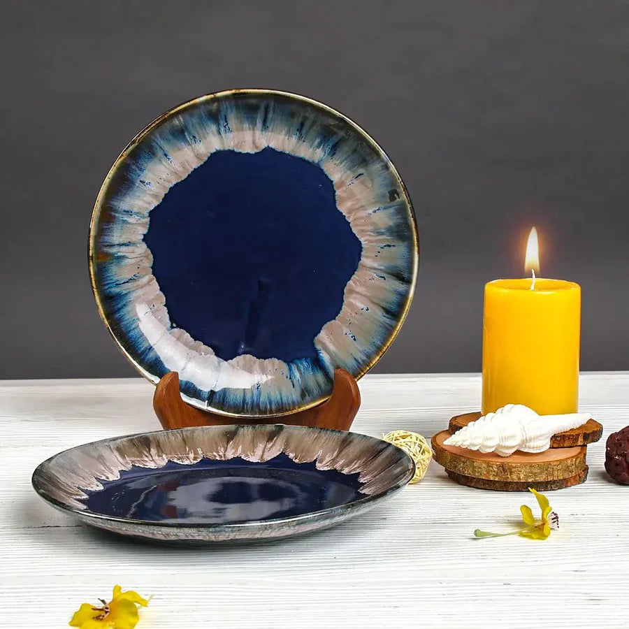 Handmade Ceramic Dinner Plate Set | Handmade Premium Ceramic Dinner Plate Set - Blue