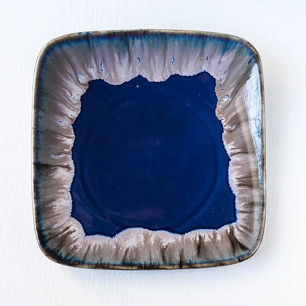 Dark Blue Ceramic Square Serving Platter | Handmade Ceramic Square Serving Platter - Dark Blue