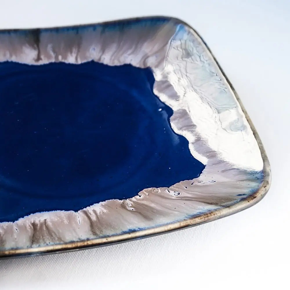 Dark Blue Ceramic Square Serving Platter | Handmade Ceramic Square Serving Platter - Dark Blue
