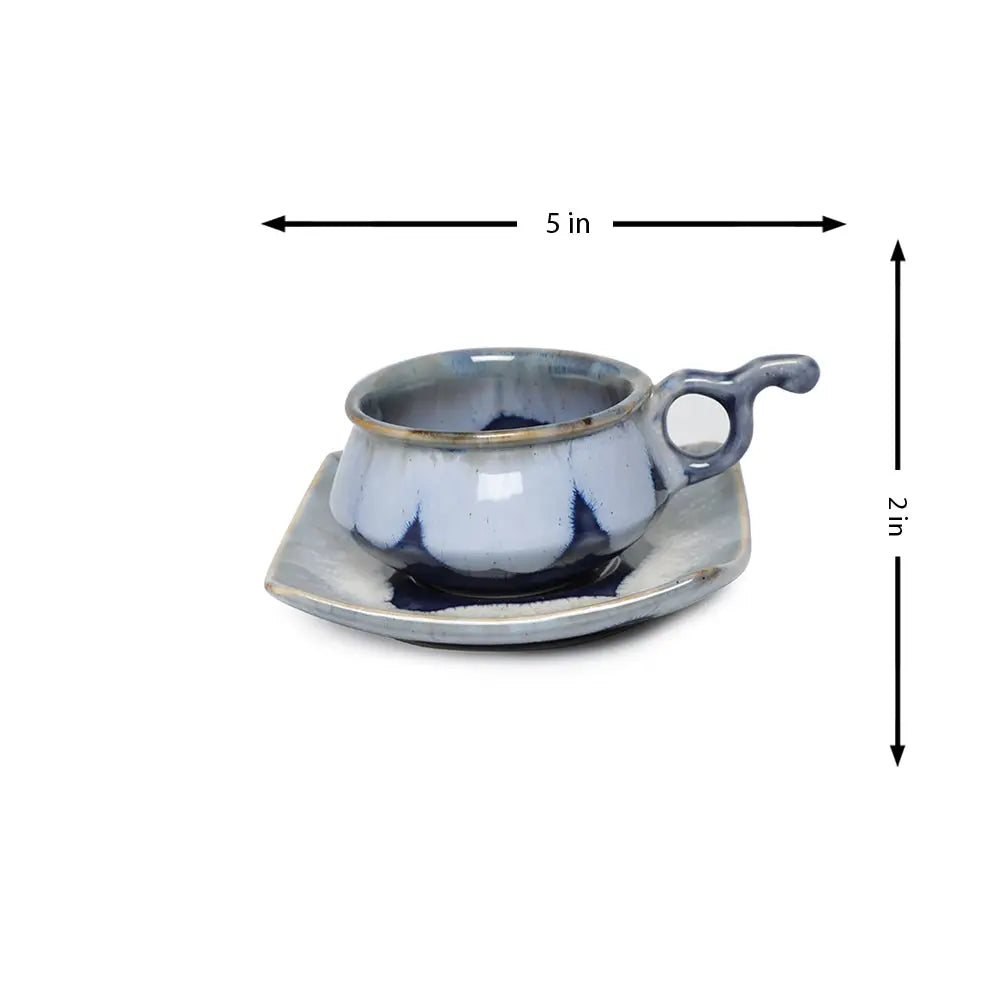 Deep Blue Ceramic Cup & Saucer | Exquisite Ceramic Cup and Saucer - Deep Blue