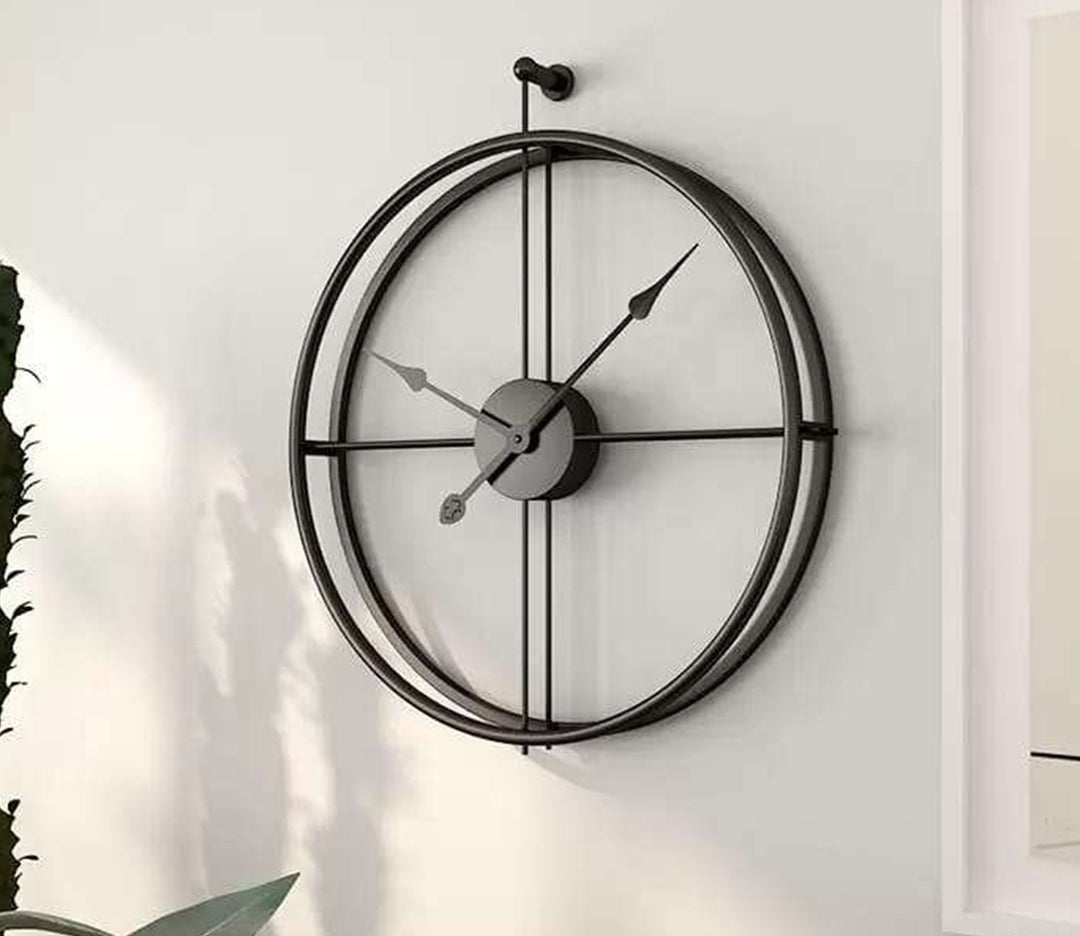 Large Black Metal Wall Clock