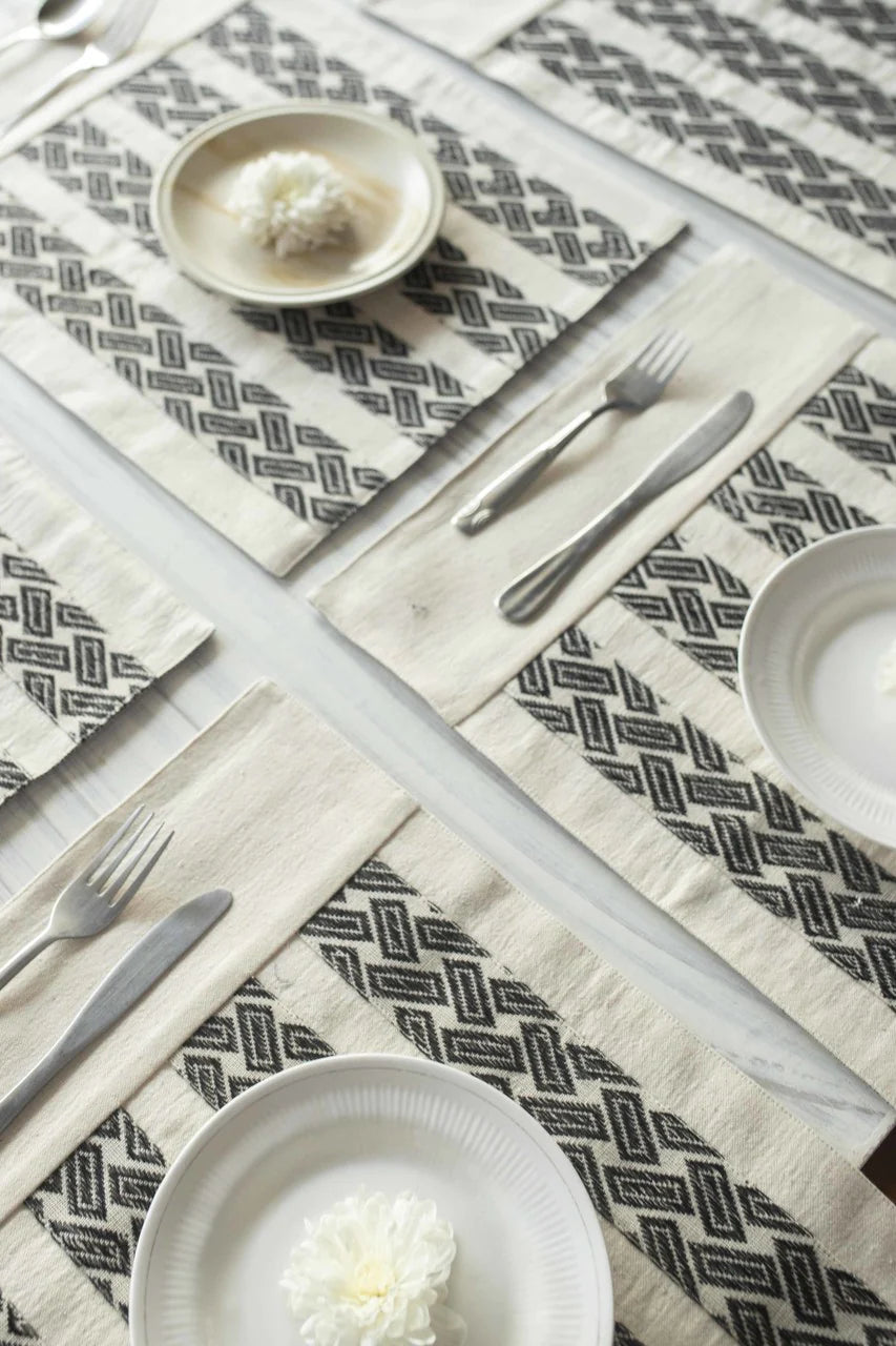 White Cotton Table Mats Set | Bella ame Handwoven Table Mats Set of 6 Pcs - White