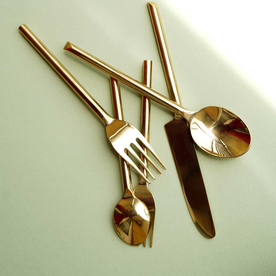 Gold Flatware Set | Luxurious Gold Spoon & Fork Set