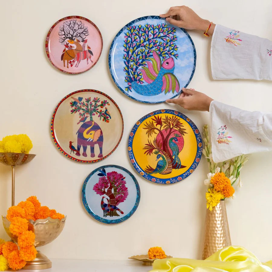 5 Handcrafted Art Wall Plates | Handcrafted Wall Plates Set of 5