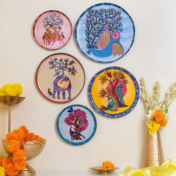 5 Handcrafted Art Wall Plates | Handcrafted Wall Plates Set of 5