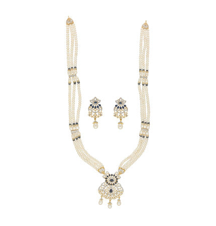 White Pearl Tassel Necklace | Timeless Splendor 3 Lines Pearl Necklace