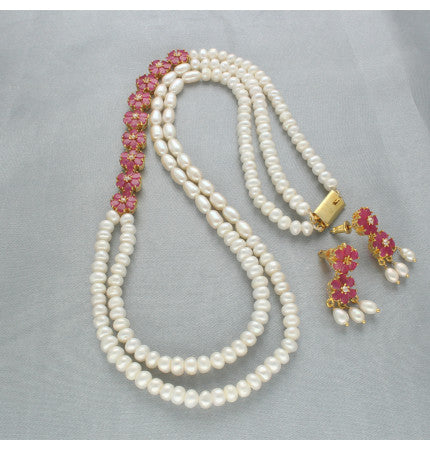 White Freshwater Pearl Necklace - 16-18 Inches | Modern Allure 2 Lines Pearl Necklace