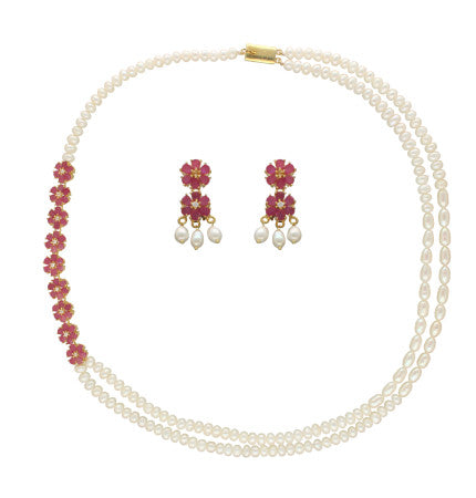 White Freshwater Pearl Necklace - 16-18 Inches | Modern Allure 2 Lines Pearl Necklace