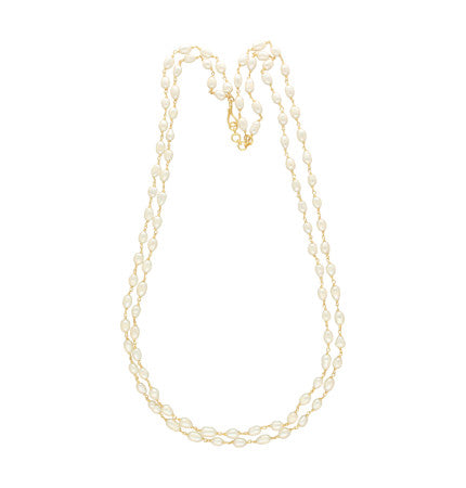 White Freshwater Pearl Necklace | Refined Harmony 2 Lines Pearl Necklace