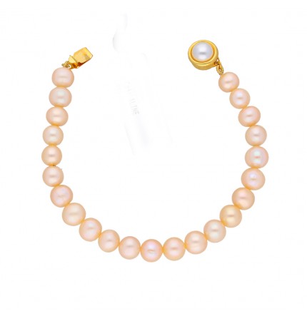 Pink Pearl Bracelet | Pink Blossom Single Line Bracelet
