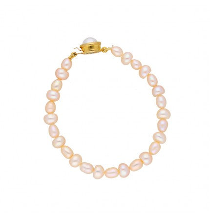 Peach Pearl Bracelet | Peach Blossom Single Line Bracelet