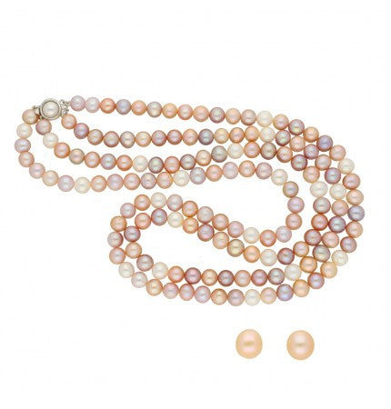 Multi Color Freshwater Pearl Necklace | Dazzling Spectrum - 2 Line Multi Color Necklace