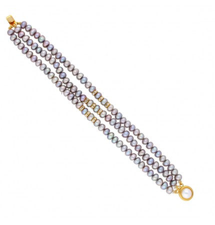 Gray 3-String Pearl Bracelet | Timeless Elegance Pearl Bracelet