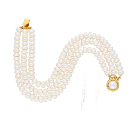 White 3-String Pearl Bracelet | Triple Elegance Pearl Bracelet