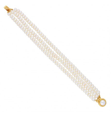 White 3-String Pearl Bracelet | Triple Elegance Pearl Bracelet