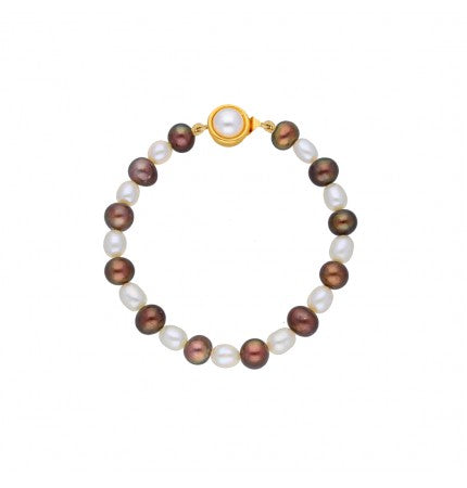 Gray & White Pearl Bracelet | Graceful Charm Pearl Bracelets