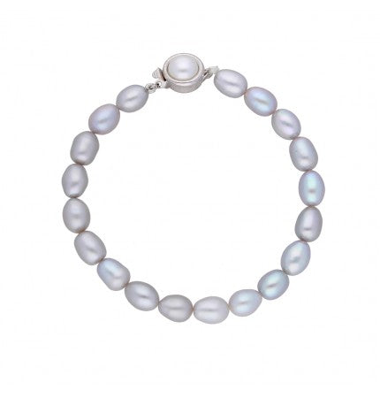 Gray Pearl Bracelet | Gray Elegance Oval Pearl Bracelet