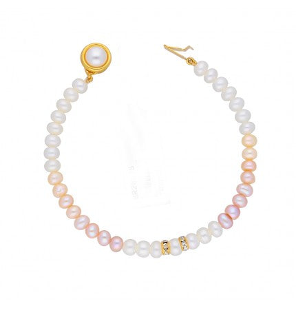 Peach & White Pearl Bracelet | Radiant Multi-Color Pearl Bracelet