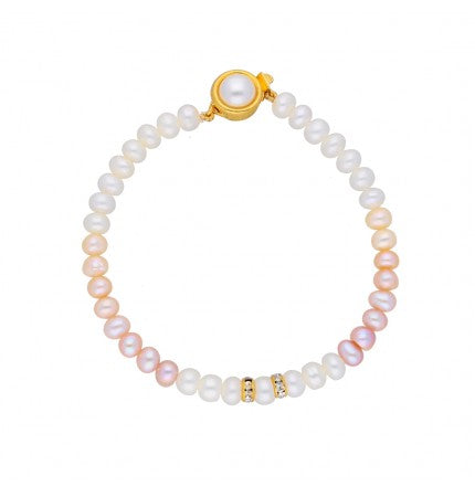 Peach & White Pearl Bracelet | Radiant Multi-Color Pearl Bracelet