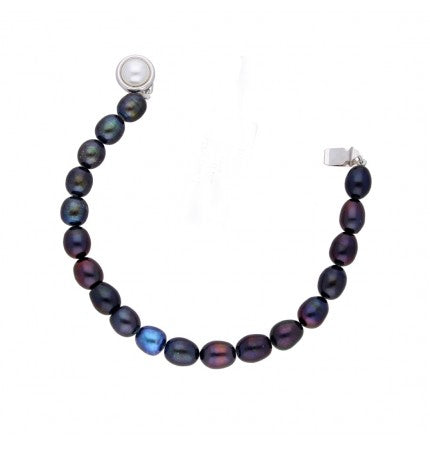Black Round Pearl Bracelet | Shimmering Black Pearl Bracelet