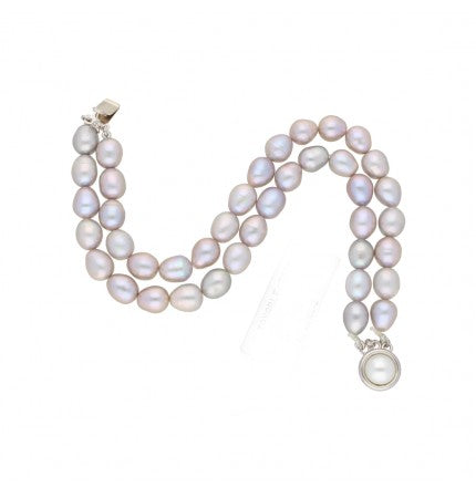 Ash Gray 2-String Pearl Bracelet | Elegant Ash Gray 2-Line Pearl Bracelet