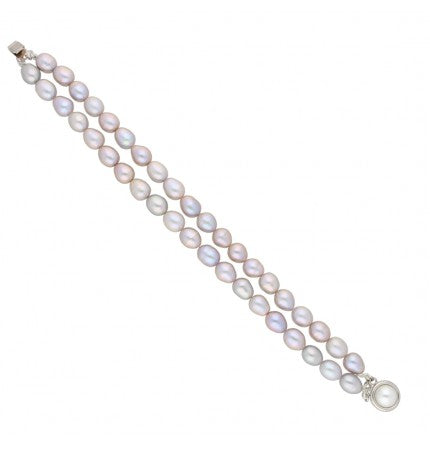 Ash Gray 2-String Pearl Bracelet | Elegant Ash Gray 2-Line Pearl Bracelet