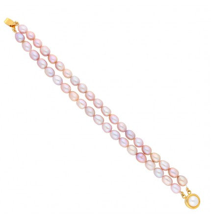 Pink 2-String Oval Pearl Bracelet | Pretty in Pink 2-Line Pearl Bracelet