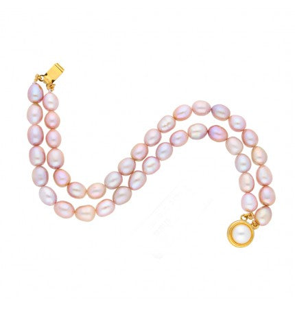 Pink 2-String Oval Pearl Bracelet | Pretty in Pink 2-Line Pearl Bracelet