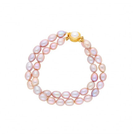 Pink 2-String Oval Pearl Bracelet | Pretty in Pink 2-Line Pearl Bracelet