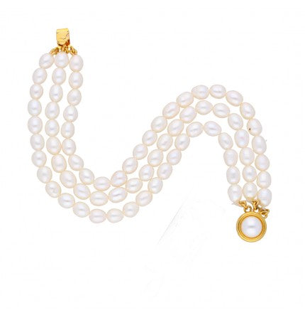 White 3-String Pearl Bracelet | Pure Elegance 3 Line White Pearl Bracelet