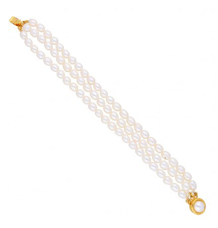 White 3-String Pearl Bracelet | Pure Elegance 3 Line White Pearl Bracelet