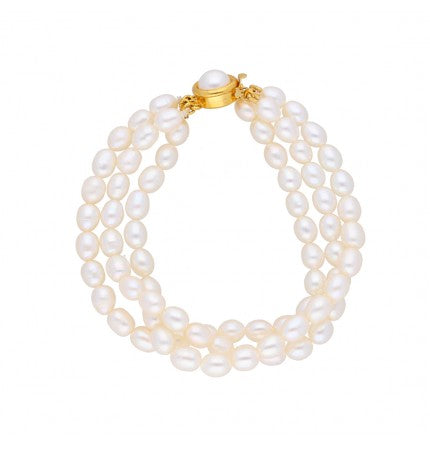 White 3-String Pearl Bracelet | Pure Elegance 3 Line White Pearl Bracelet