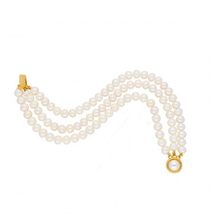 White 3-String Round Pearl Bracelet | Ivory Bloom Pearl Bracelet