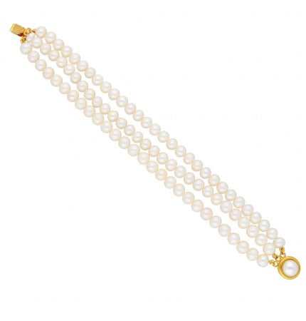 White 3-String Round Pearl Bracelet | Ivory Bloom Pearl Bracelet