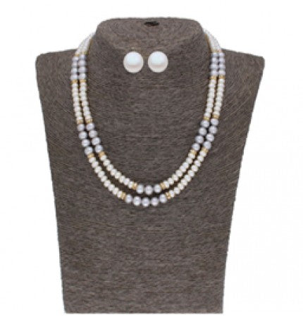 Gray & Off-White Freshwater Pearl Button Set | Gray Radiance Button Set