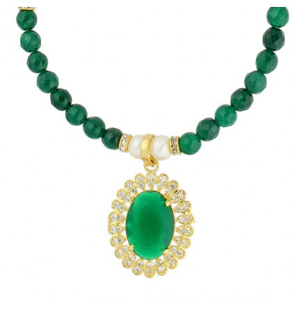 Green Stone Necklace | Enchanting Green Stone Oval Necklace
