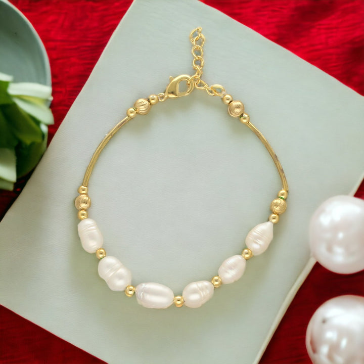 White Single Line Pearl Bracelet | Timeless Pearl Line Bracelet