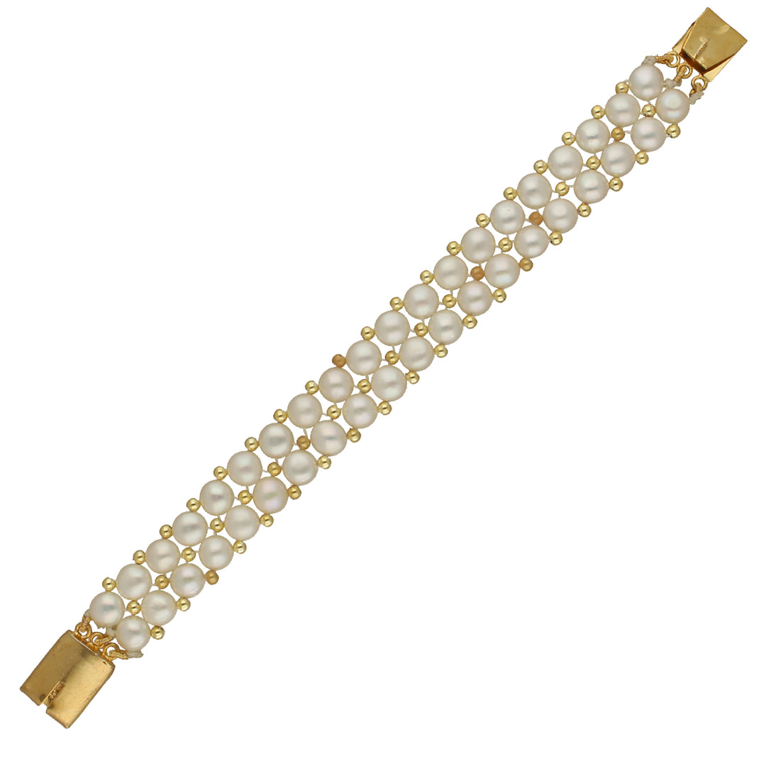 White 2-String Pearl Bracelet | Dual Strand Pearl Bracelet