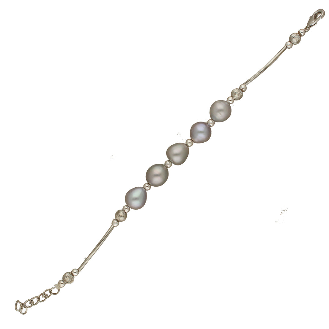 Gray Single Line Pearl Bracelet | Ashen Elegance Bracelet