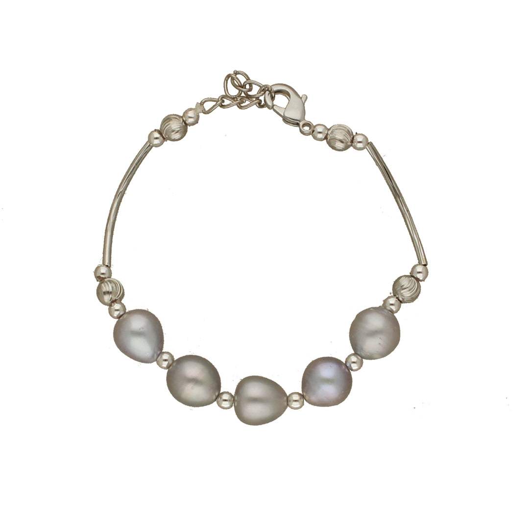 Gray Single Line Pearl Bracelet | Ashen Elegance Bracelet